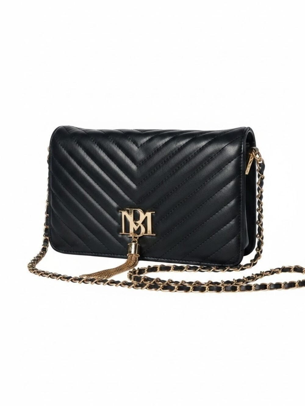 Badgley Mischka Black Crossbody Bag with Gold Accents - Picture 2 of 15